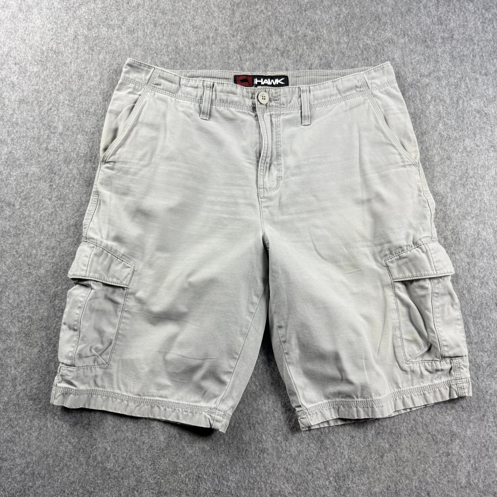 Tony Hawk Mens Gray Cargo Shorts 36 Skateboard Y2K Streetwear Utility Gorpcore
